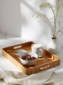 Plateau de service ovale en bois traditionnel, motifs sculptés à la main contemporains et modernes, artisanat en métal, adapté aux cadeaux, à la maison et à la cuisine - Product Image 2