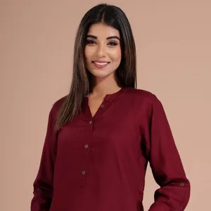 Elegance Defined Timeless Button-Front Solid Top Versatile & Chic Wardrobe Essential for Women & Girls at Wholesale Price