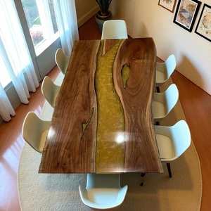 Natural Live Edge Wood Epoxy <b>Resin</b> Dining <b>Table</b> <b>Top</b> Modern River <b>Table</b> Design - Product Image 3