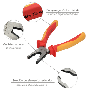 Pinze universali 200 mm. Maniglie isolate VDE 1000V. Acciaio al cromo vanadio. - Product Image 3