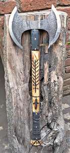 Hache de survie de camping double face en acier à haute teneur en carbone, hache de jardin, adaptée à la lutte contre les incendies, à l'abattage et à la coupe du bois, hache de combat - Product Image 2