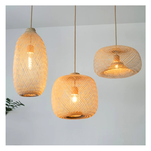 Lámpara colgante de bambú artesanal ecológica moderna, cubiertas de luz minimalistas, iluminación interior sostenible, decoración del hogar tradicional - Product Image 3