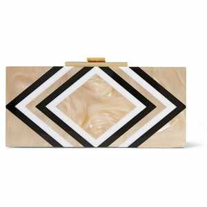 Silver Black Mother of Pearl With Resin Clutch Bag Resin Purse Resin Clutch Bags Purse <b>for</b> Women Fashion with Long Metal Chain - Product Image 5