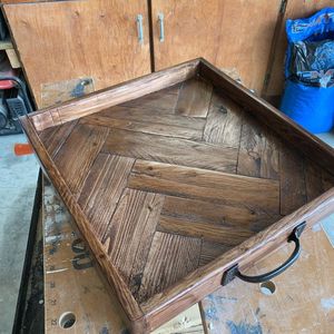 BANDEJA DE SERVICIO HECHA A MANO CON ASAS, Bandeja de desayuno de bambú Bandejas de madera Plato de servicio decorativo para comer - Product Image 4