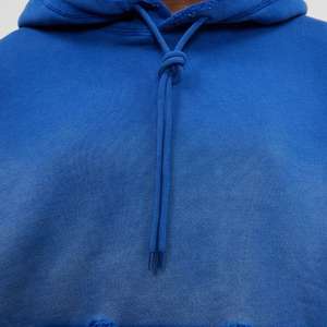 Alta calidad personalizado Unisex 100% algodón rasgado piedra ácido lavado desgastado gota hombro recortado sudaderas con capucha sudadera hombres - Product Image 3