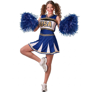 Costume de pom-pom girl, robe rayée rose et blanche avec pompons, tenue de jeu pour femmes adultes - Product Image 4