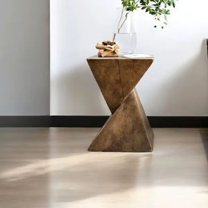 Table d'appoint moderne géométrique en bois avec design artistique torsadé Table d'appoint élégante pour salon chambre bureau contemporain - Product Image 1