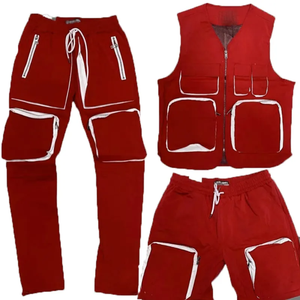 Ensemble deux pièces noir veste et pantalon de style de poche pour homme - Product Image 5