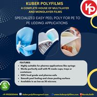 Film plastique LDPE spécialisé pour l'emballage des seringues à café, marque KUBER POLYFILMS, épaisseur de 15 à 450 microns, jusqu'à 84 pouces, 0,92