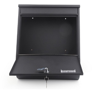 Boîte aux lettres moderne noire avec compartiment à journaux autoportant en aluminium et acier pour utilisation en jardin - Product Image 5