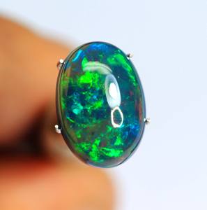 Excellent cabochon d'opale noire naturelle jeu de couleur multi arc-en-ciel feu forme ovale pierre précieuse d'opale polie lisse - Product Image 5