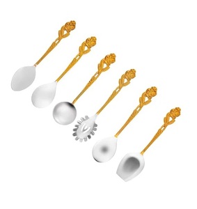 Prix usine Vintage Royal luxe couverts couverts ensemble brillant miroir polonais fantaisie vaisselle or cuillère ensemble - Product Image 6
