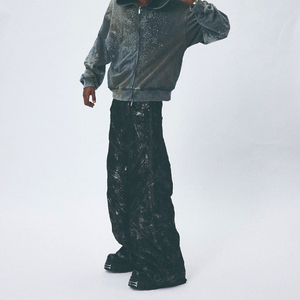 Sudadera con Capucha Corta Personalizada, Estilo Cuadrado, Tejido French Terry, Estampado Digital, Gruesa, con Pedrería, Lavado Ácido, Cierre de Cremallera - Product Image 4