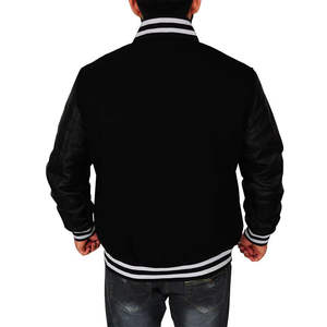 Nouvelle veste de baseball pour homme, col montant, fabriquée avec des matériaux de haute qualité à 100%, avec des manches en cuir, veste de baseball pour homme - Product Image 5