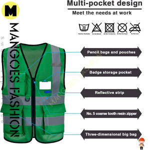 Nuevo chaleco reflectante de alta visibilidad con cremallera, lo último en ventas, chalecos reflectantes, venta al por mayor, ropa de trabajo de construcción, chaleco de seguridad - Product Image 3