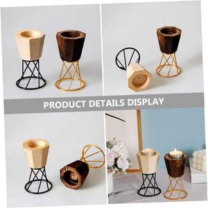 2pcs Octagon <b>Candle</b> Holder Cone Incense Holder Wood Decor Black sconces Christmas <b>Candle</b> Stand Candlestick Holders <b>tealight</b> Wax - Product Image 2