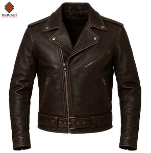 Chaqueta Bomber de Cuero Sintético Marrón Desgastado Hecha a Mano para Hombre, Diseño Clásico Estilo Café Racer - Product Image 1