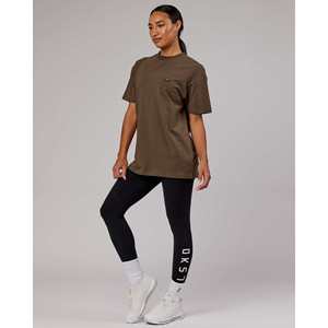 เสื้อยืดโอเวอร์ไซส์ผ้าฝ้ายสำหรับทุกเพศ-เสื้อลำลองสีเขียวอาร์มี่ - Product Image 5