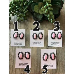 Maxine Ramirez Pink Conch Bezel <b>Set</b> <b>Stud</b> <b>Earrings</b> in <b>Sterling</b> <b>Silver</b> - Product Image 3
