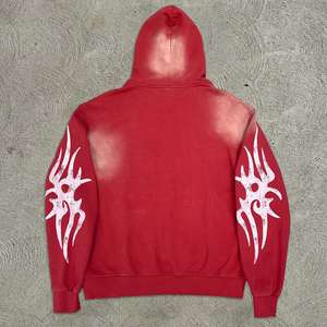 Sudadera con Capucha Oversize de Algodón para Hombre, Estilo Urbano de Invierno, 500GSM, de Alto Gramaje, Corte Holgado, Teñido Liso, con Estampado Personalizado y Pedrería - Product Image 2