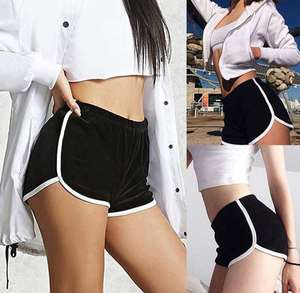 Short de sport décontracté à taille haute pour femmes, court, estival, nouveau, élastique, à cordon de serrage, à motifs, pour femmes - Product Image 1