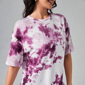 Camiseta de sublimación personalizada 2025 para mujer, camiseta elegante con tinte de corbata para mujer, Media manga, cuello redondo, secado rápido - Product Image 4