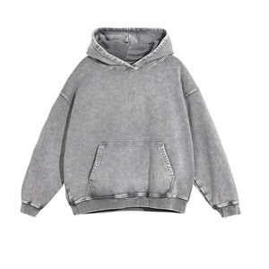 Pull à capuche surdimensionné personnalisé gris élégant pour hommes sweat-shirt lourd pour l'hiver imprimé anti-rétrécissement caractéristique usure quotidienne - Product Image 1
