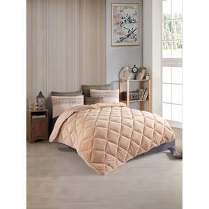 Ensemble de literie double Uykulin Welsoft à motif uni, tissu en microfibre Cappuccino pour usage domestique - Product Image 1