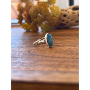 Navajo Handmade Sterling Silver <b>Turquoise</b> <b>Ring</b> Size 8.5 Boho Statement Jewelry - Product Image 3