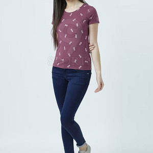 Camiseta estampada de cuello redondo de alta calidad para mujer, Material de algodón ecológico a la moda - Product Image 5