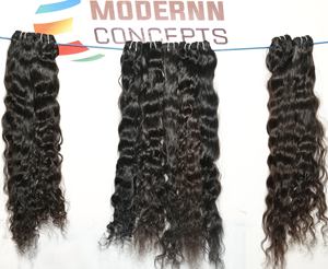 Extensions de cheveux humains de temple indien naturels non traités, couleur de brillance ondulée de vague profonde vierge bon marché - Product Image 5