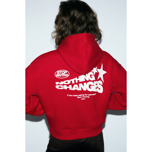 เสื้อสเวตเชิ้ตมีฮู้ดสำหรับผู้หญิง GRIMELANGE SILENT ผ้าฝ้ายออร์แกนิกบุขนแกะ มีกระเป๋าจิงโจ้ พิมพ์ลายปัก - Product Image 2
