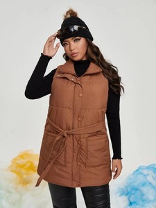 ¡Novedad de 2025! Chaqueta acolchada, abrigo de plumón de pato de invierno con cuello levantado, cierre de cremallera, chaleco sin mangas de burbujas de Color sólido - Product Image 4