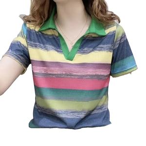 Short Sleeve T-<b>shirt</b> <b>Women's</b> Summer Fashion Color Full Breathable Polo <b>Shirt</b> Comfortable Leisure Pullover Female Clothing Tops - Product Image 1