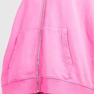 เสื้อฮู้ดดี้สปอร์ตแบบซิป 2 in 1 สำหรับผู้หญิง ผ้าฝ้าย 100% คุณภาพสูง สไตล์วินเทจ ล้างสีแบบแอซิด พิมพ์ลาย ระบายอากาศได้ดี เหมาะสำหรับฤดูหนาว - Product Image 5