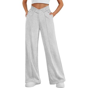 2025 femmes à la mode taille haute athlétique Joggers reine jambes larges pantalons de survêtement avec poches Baggy pantalon évasé coupe droite - Product Image 4
