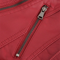 Blouson moto femme 2026 coupe ajustée en PU rouge, imperméable, respirant, réversible, séchage rapide, avec détails lacés et doublure en nylon