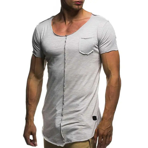 Custom Logo Men's Fitness Slim T-<b>Shirt</b> Fashion <b>Patchwork</b> Design Cotton Summer Casual Short Sleeve - Product Image 1