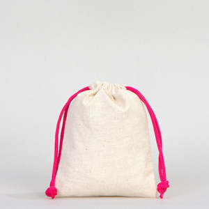 Fuchsia <b>Drawstring</b> Cotton <b>Pouch</b> 4 W X 5 H Screen Printing for Packaging Jewelry Food Gifts with Custom Logo Option - Product Image 1