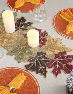 Luxury Floral Embroidered Christmas <b>Dining</b> <b>Table</b> <b>Runner</b> Handmade Cloth Decorative Wedding Mat With Leaves Design for Home Use - Product Image 2