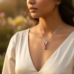 Pendentif chic en diamant avec corail argenté pour bijoux de mode féminins - Product Image 1