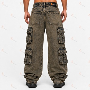 Pantalon cargo en jean personnalisé pour homme – Vente en gros – Jean utilitaire multi-poches de qualité supérieure – Coupe slim décontractée – Tenue de travail décontractée – Denim streetwear - Product Image 3