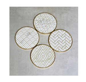 Nouveau design tendance dessus de table dessous de verre en marbre et en laiton fait à la main au prix de gros sous-verres en marbre fabriqués fabricant indien - Product Image 2