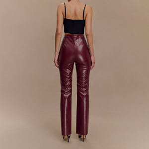 Latest XL Women's Mid Waist <b>Faux</b> <b>Brown</b> <b>Leather</b> Pants Casual Style Winter Pencil <b>Leggings</b> Flat Front Stretch Skinny Jeans - Product Image 6