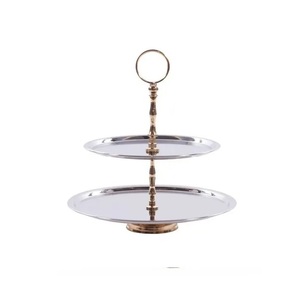 แท่นวางเค้กโลหะแบบทำมือสองชั้นสำหรับตกแต่งโต๊ะทำด้วยมือแท่นวางเค้กโลหะขนาดสั่งทำ - Product Image 1