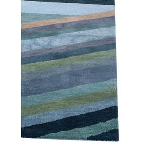 Alfombra Acar Azul de Lana y Viscosa Hecha a Mano con Diseño Geométrico Clásico de Diamantes para Sala de Estar, Pasillo, 10 mm de Grosor-Tra-14837 - Product Image 4