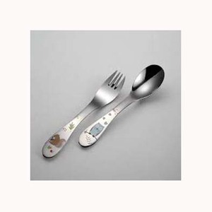 Juego de Cubiertos de Boda de Acero Inoxidable Plateado con Diseño Minimalista Ecológico de Alta Calidad Hecho a Mano con Mango Corto y Esmalte - Product Image 1