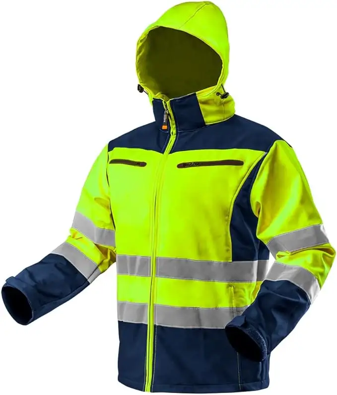 HCSP jaket visibilitywork tinggi kustom musim dingin dengan garis reflektif hi vis pakaian keselamatan reflektif kerja