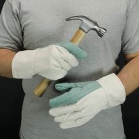 Gants en toile de coton de meilleure qualité Gants en coton blanc vert Hot Mill avec bande Top Cuffs protection thermique vendeur entier au TX USA