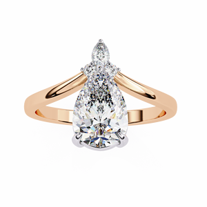 Anillo de diamante cultivado en laboratorio con corte de pera certificado IGI, oro de 14 quilates, VVS VS, color de la D-E en oro rosa, amarillo, blanco, para novia y regalos - Product Image 3